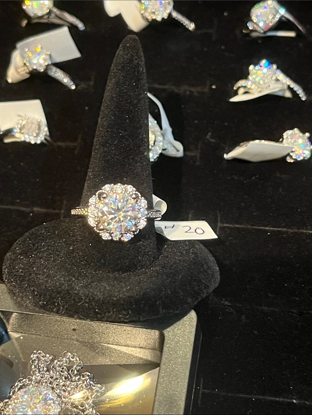 Sparkling Halo moisenite Ring in Silver - Women Jewelry